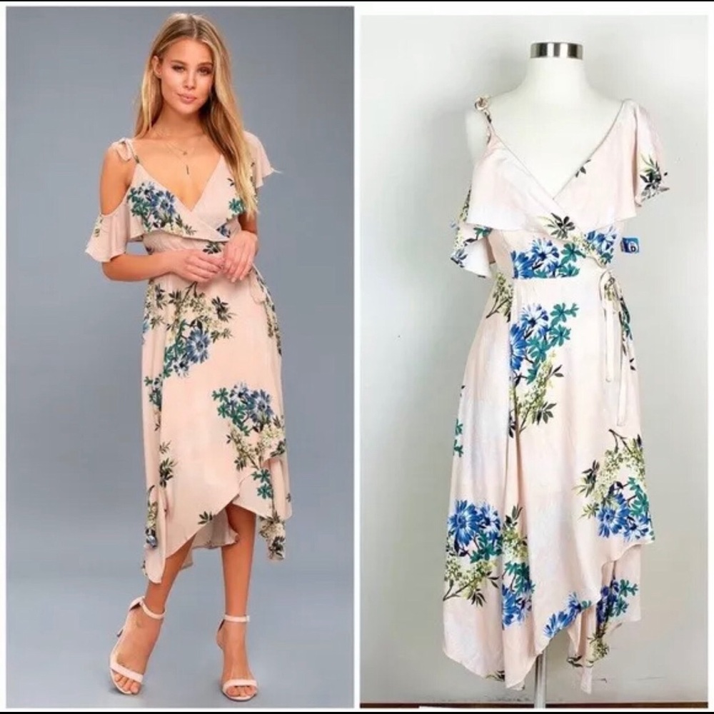 Astr Yessenia Floral Print Wrap Dress NEW